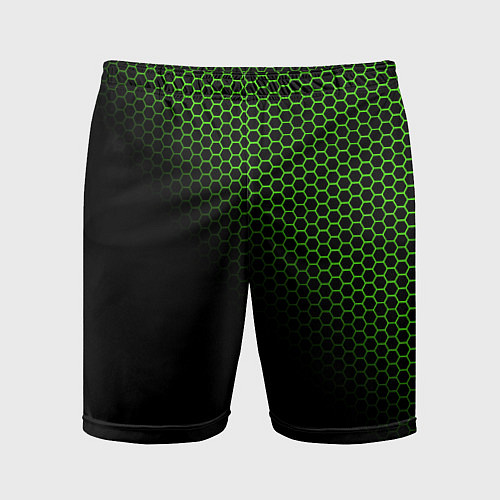 Мужские спортивные шорты Неоновые соты чёрный / 3D-принт – фото 1