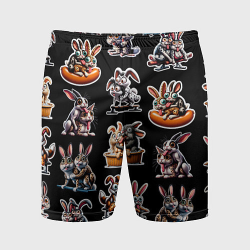 Мужские спортивные шорты Кролики - Камасутра позы / 3D-принт – фото 1