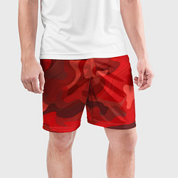 Шорты спортивные мужские Красный камуфляж крупный, цвет: 3D-принт — фото 2