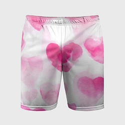 Мужские спортивные шорты Акварельные розовые сердечки