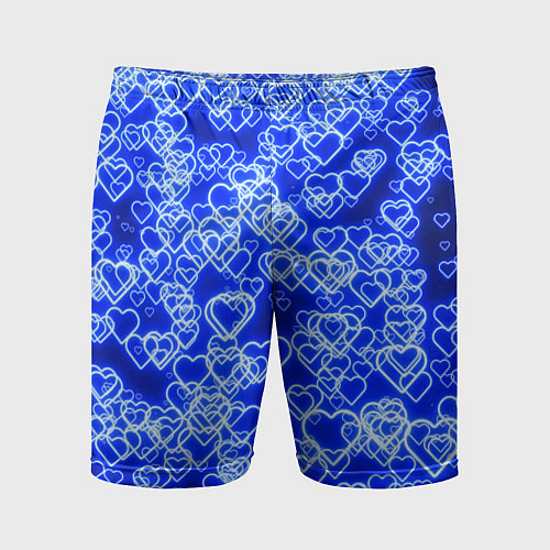 Мужские спортивные шорты Неоновые сердечки синие / 3D-принт – фото 1