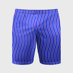 Шорты спортивные мужские Неоновые волнистые полосы, цвет: 3D-принт