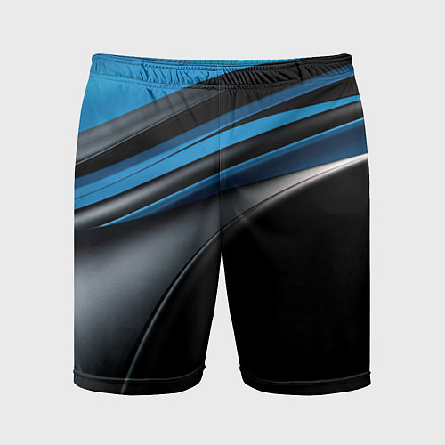 Мужские спортивные шорты Синяя и черная абстракция геометрическая / 3D-принт – фото 1