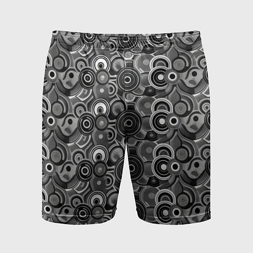 Мужские спортивные шорты Черно-белый абстрактный узор круги / 3D-принт – фото 1