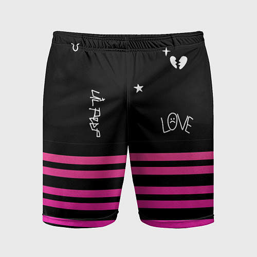 Мужские спортивные шорты Lil Peep розовые полосы / 3D-принт – фото 1