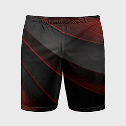 Мужские спортивные шорты Красная абстракция с черными линиями