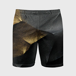 Шорты спортивные мужские Черная текстура с золотистым напылением, цвет: 3D-принт
