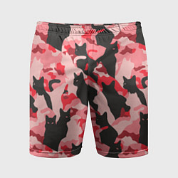 Мужские спортивные шорты Розовый камуфляж из котов