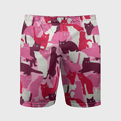 Мужские спортивные шорты Розовый кошачий камуфляж