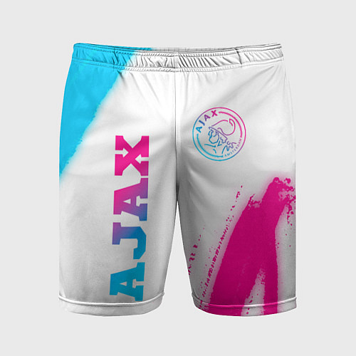 Мужские спортивные шорты Ajax neon gradient style вертикально / 3D-принт – фото 1