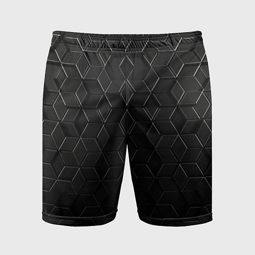 Мужские спортивные шорты Чёрные соты металл / 3D-принт – фото 1