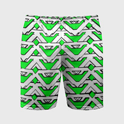 Шорты спортивные мужские Бело-зелёный узор, цвет: 3D-принт