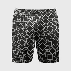 Шорты спортивные мужские Ромб черно - белый, цвет: 3D-принт