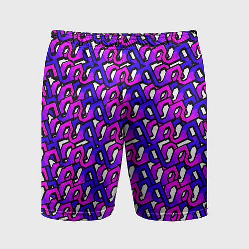 Мужские спортивные шорты Фиолетовый узор и чёрная обводка / 3D-принт – фото 1