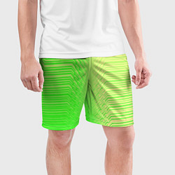 Шорты спортивные мужские Зелёные градиентные линии, цвет: 3D-принт — фото 2