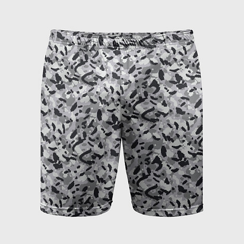Мужские спортивные шорты Пикселированный городской серый камуфляж / 3D-принт – фото 1