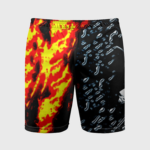 Мужские спортивные шорты Текстура огня и воды / 3D-принт – фото 1