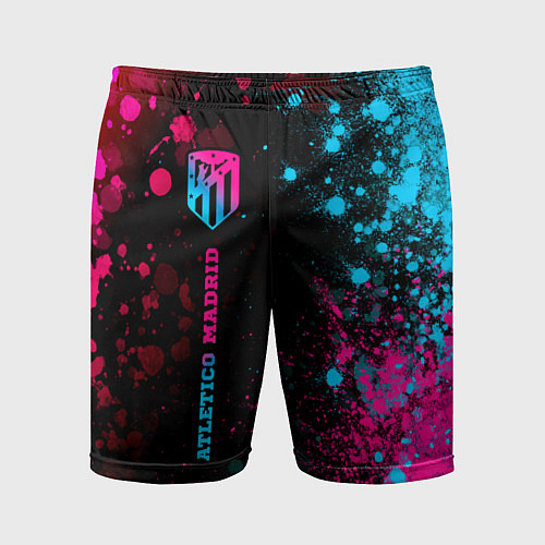 Мужские спортивные шорты Atletico Madrid - neon gradient по-вертикали / 3D-принт – фото 1