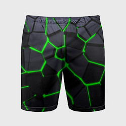Шорты спортивные мужские Зеленые плиты киберпанк, цвет: 3D-принт
