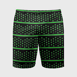 Шорты спортивные мужские Зелёные круги и полосы, цвет: 3D-принт
