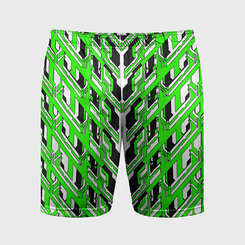 Мужские спортивные шорты Зелёная техно броня / 3D-принт – фото 1