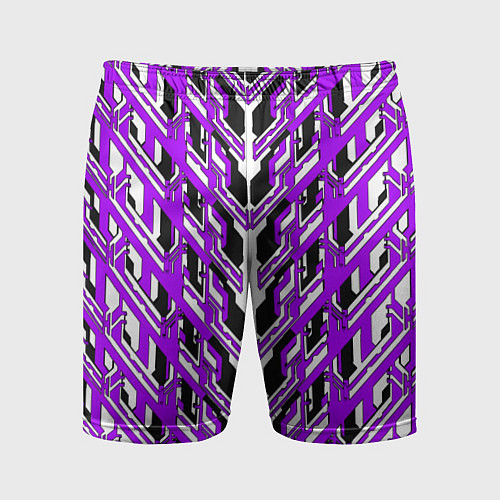 Мужские спортивные шорты Фиолетовая техно броня / 3D-принт – фото 1