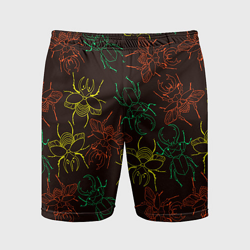 Мужские спортивные шорты Разноцветные жуки носороги / 3D-принт – фото 1