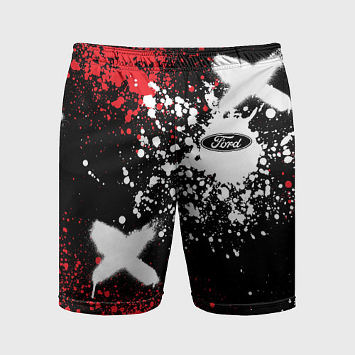 Мужские спортивные шорты Форд на фоне граффити и брызг красок / 3D-принт – фото 1