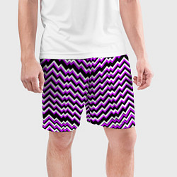 Шорты спортивные мужские Фиолетовые и белые ломаные линии, цвет: 3D-принт — фото 2