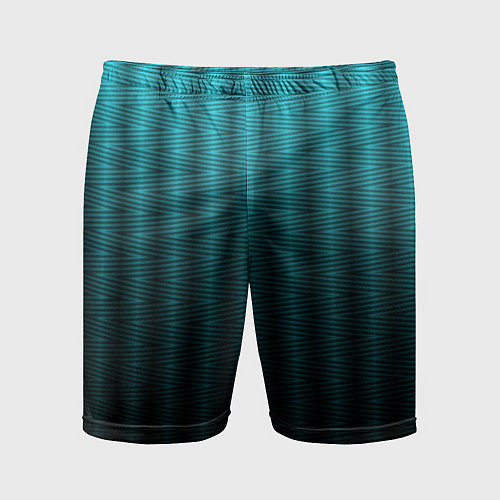 Мужские спортивные шорты Градиент полосатый чёрно-бирюзовый / 3D-принт – фото 1