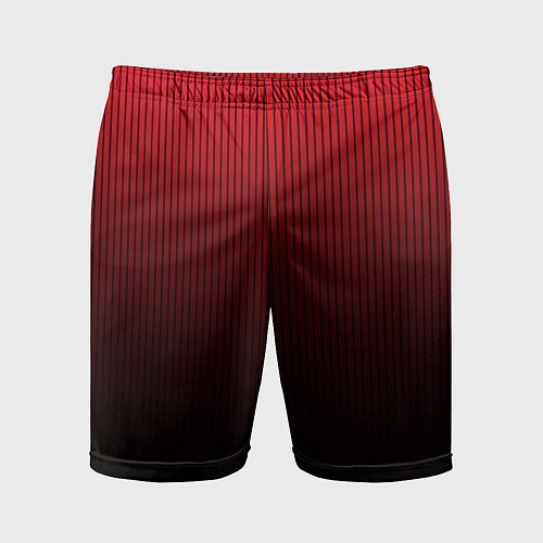 Мужские спортивные шорты Красно-чёрный градиент в полоску / 3D-принт – фото 1
