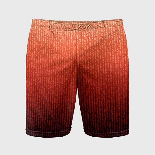 Мужские спортивные шорты Полосатый градиент оранжево-красный в чёрный / 3D-принт – фото 1