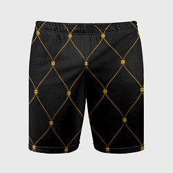 Шорты спортивные мужские Желтая сетка на черном, цвет: 3D-принт