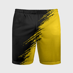 Мужские спортивные шорты Черные штрихи на желтом фоне
