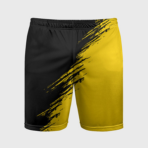 Мужские спортивные шорты Черные штрихи на желтом фоне / 3D-принт – фото 1