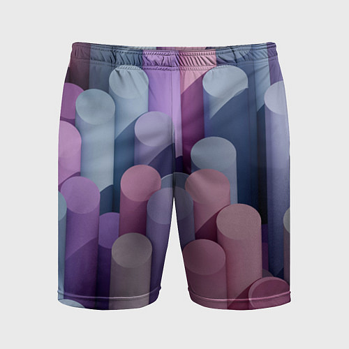 Мужские спортивные шорты Цветные цилиндры / 3D-принт – фото 1