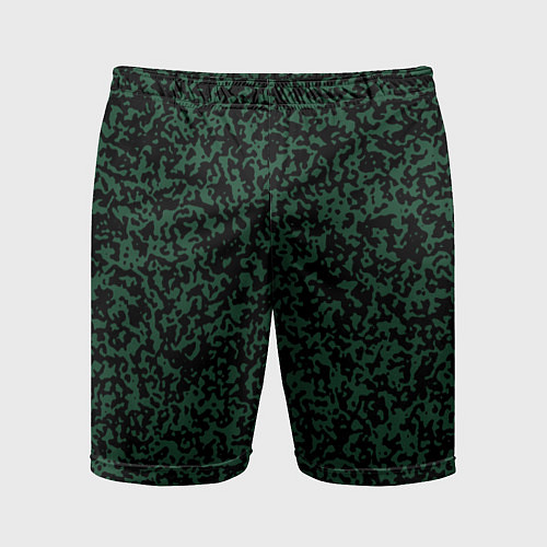 Мужские спортивные шорты Чёрно-зелёный пятнистый / 3D-принт – фото 1