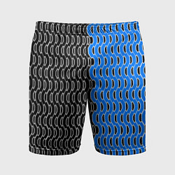 Мужские спортивные шорты Чёрно-синий паттерн с белой обводкой