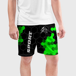 Шорты спортивные мужские Citroen green sport hexagon, цвет: 3D-принт — фото 2