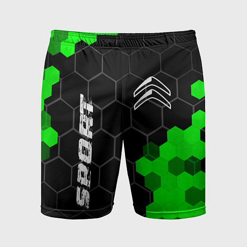 Мужские спортивные шорты Citroen green sport hexagon / 3D-принт – фото 1