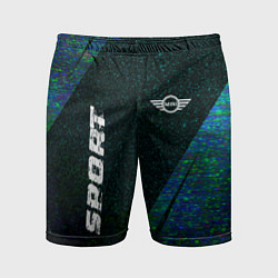 Шорты спортивные мужские Mini sport glitch blue, цвет: 3D-принт