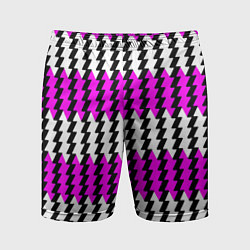 Шорты спортивные мужские Вертикальные бело-розовые полосы, цвет: 3D-принт