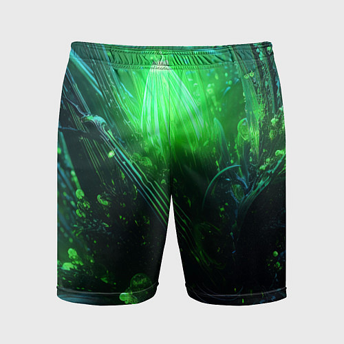 Мужские спортивные шорты Зеленая кислотная яркая неоновая абстракция / 3D-принт – фото 1