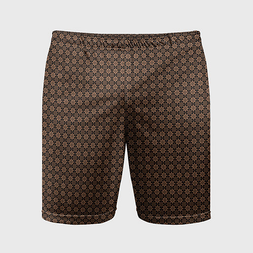 Мужские спортивные шорты Чёрно-коричневый паттерн узоры / 3D-принт – фото 1