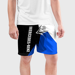 Шорты спортивные мужские Мерседес - синяя униформа, цвет: 3D-принт — фото 2