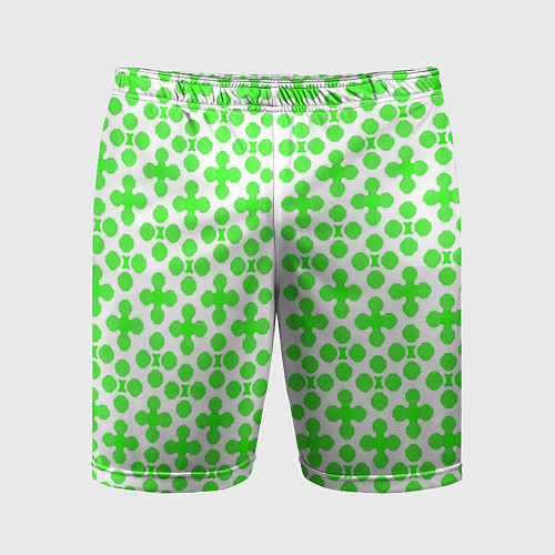 Мужские спортивные шорты Зелёные четырёхлистники на белом фоне / 3D-принт – фото 1