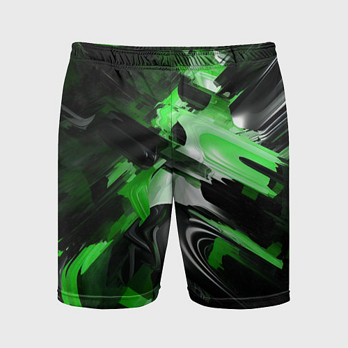 Мужские спортивные шорты Green dark abstract geometry style / 3D-принт – фото 1