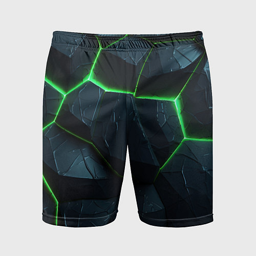 Мужские спортивные шорты Abstract dark green geometry style / 3D-принт – фото 1