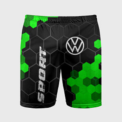 Шорты спортивные мужские Volkswagen green sport hexagon, цвет: 3D-принт