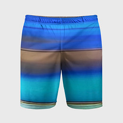 Шорты спортивные мужские Голубые и коричневые полосы, цвет: 3D-принт